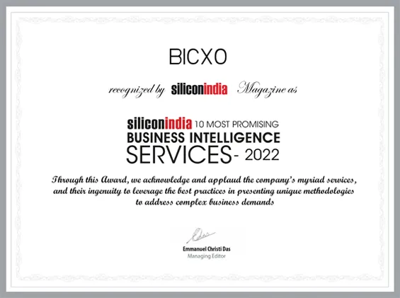 silicon-india-business-intelligence-services-certificate-awarded-to-bicxo